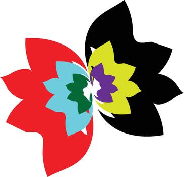 Abstract colorful flower shape with geometric petals vector