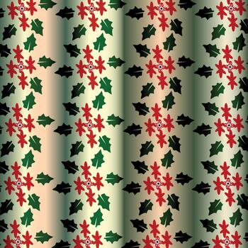 Festive red and green floral pattern with subtle vertical stripes vector