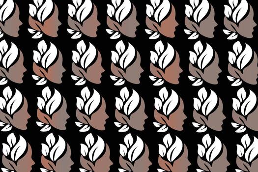 Abstract pattern of stylized white leaves on a dark textured background vector