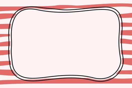 Abstract minimalist illustration featuring a red striped background with a wavy rectangular frame in the center. Ideal for posters, invitations, and social media templates. vector