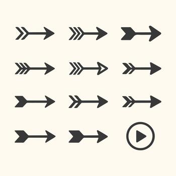 colección de flecha íconos y jugar botón en ligero antecedentes dirección vector