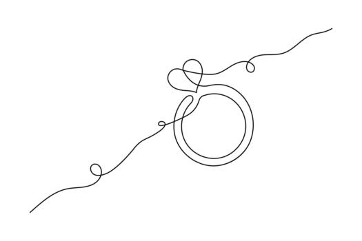 Modern minimalist heart outline formed with one continuous line vector