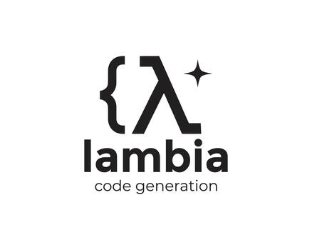 Lambia code generation logo isolated on white background, a modern and minimalist design for software development and technology companies vector