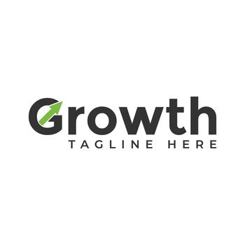 Growth logo isolated on white background featuring a green arrow pointing upwards, ideal for businesses focused on development and progress vector