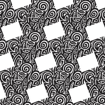 a black and white pattern with a square in the middle vector