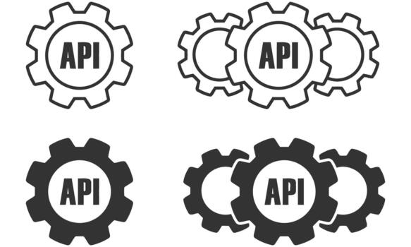 Cogwheel icon with api sign api setting icon vector