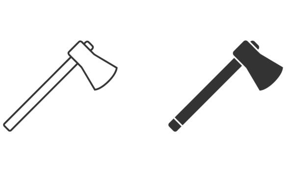 Axe icon flat and linear ax line and solid icon vector