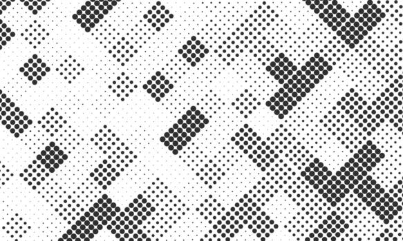 Halftone Pattern with Geometric Shapes and Dots. vector