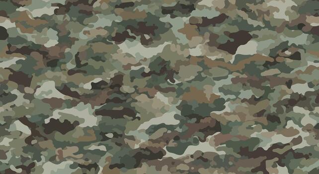 Soft forest green and brown hunting camouflage fabric print, Unique hand painted style army pattern for apparel and design vector
