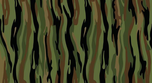 Jungle green and black flowing stripes camo background, Tiger stripe camouflage pattern, Army uniform stripe camouflage texture for design vector