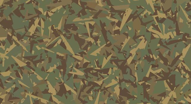 Splinter camouflage pattern with sharp angular fragments, Abstract geometric camouflage texture for tactical apparel, Brown and green fragment camouflage wallpaper for outdoor design vector