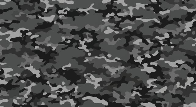 Monochromatic grayscale camouflage pattern with high contrast, Black and grey abstract military pattern for modern apparel vector