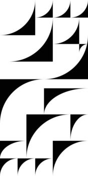 Graphic black and white composition of simple shapes in modular grid. Pattern, minimal design with sharp and smooth curve lines, semicircles details background vector