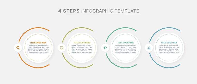 4 Steps business infographic template, horizontal process layout, circle design, presentation vector