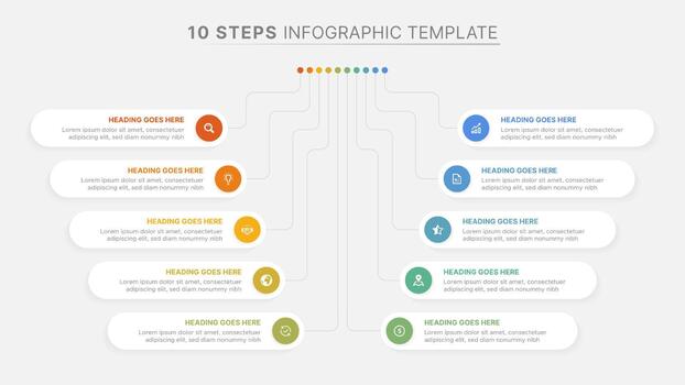 10 Steps Business Infographic Template Workflow Process Flow Chart vector
