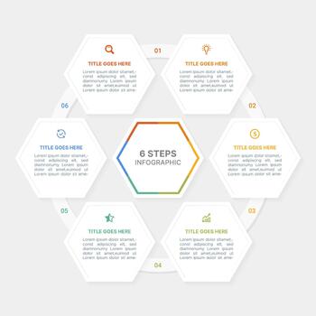 6 Steps Hexagon Infographic Template Business Process Flowchart vector