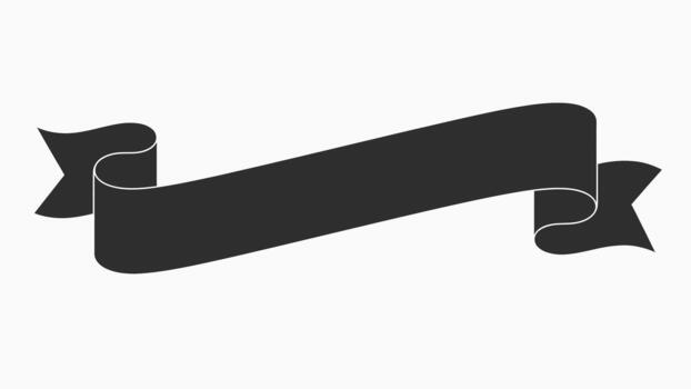 Monochrome graphic of a flowing ribbon banner. An elegant, blank scroll template for titles, promotional text, and decorative design elements vector