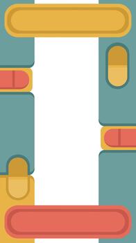 Modern abstract geometric frame with rounded shapes and a retro color palette, designed as a vertical template with central copy space vector