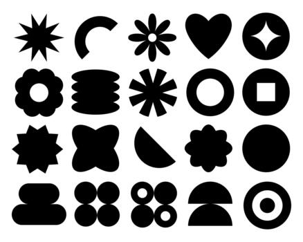 Collection and Set of Various Black Geometric Shapes vector