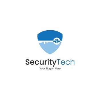shield with key combine icon design for cybersecurity and tech brand identity vector