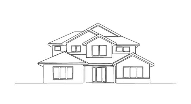 Captivating continuous single line drawing of a modern residential home, showcasing elegant architecture and contemporary dwelling design vector