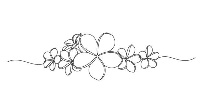 Simple continuous single line drawing of delicate plumeria flowers creating a beautiful floral garland design vector