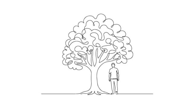 Man Under Tree A Continuous Single Line Art Depicting Connection with Nature vector