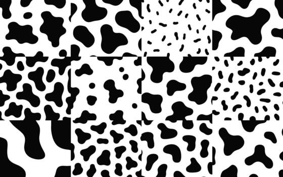Seamless cow pattern design in monochrome abstract style for backgrounds vector