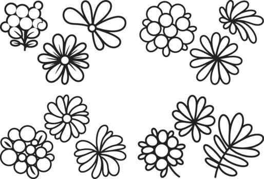 Elegant floral pattern with minimalist botanical elements and delicate outlines vector