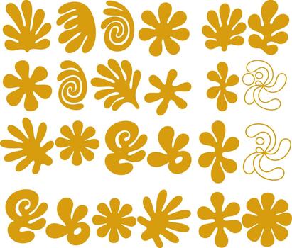 Abstract Shapes Pattern in Mustard Color on White Background Illustration vector