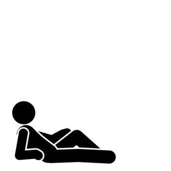 Stick figure relaxing while lying down in a calm scene. vector