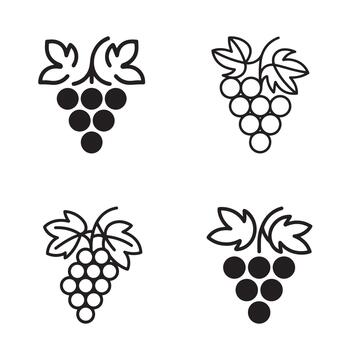 Grape Cluster Line Art Icons Set vector