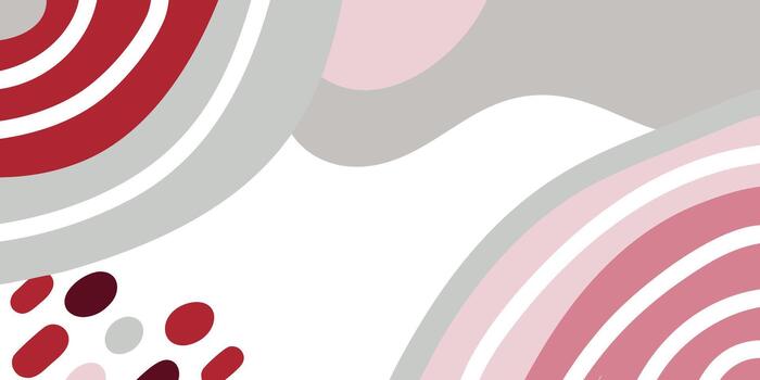 Abstract organic shapes and dots in red pink and grey on a white background vector