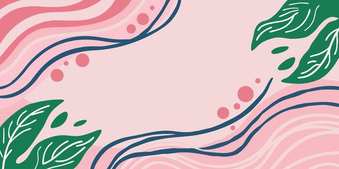 Abstract organic shapes and leaves in soft pink and green tones with a light background vector