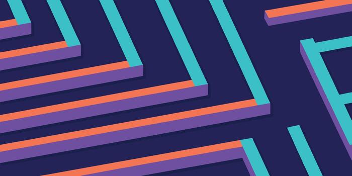 resumen geométrico modelo con vibrante neón líneas y un oscuro azul antecedentes vector