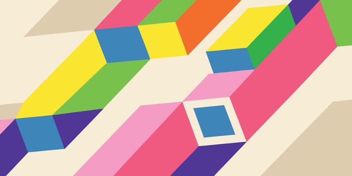 Vibrant geometric pattern with intersecting colorful stripes and blocks vector