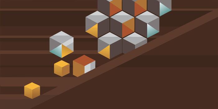 resumen geométrico modelo de isométrica cubitos en calentar tonos en un texturizado antecedentes vector