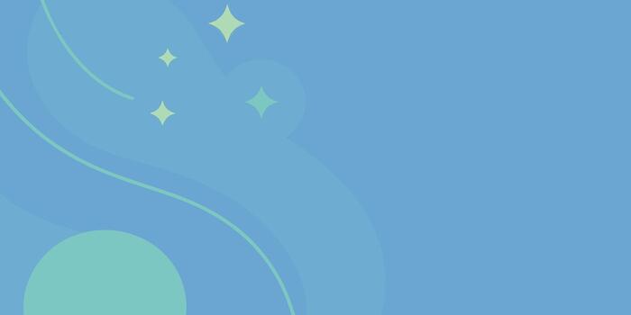 Abstract flowing organic shapes and subtle sparkling stars on a calming blue background vector