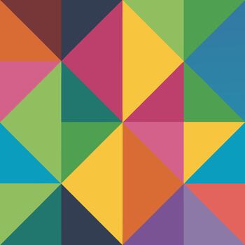 Vibrant geometric pattern of intersecting triangles in bright colors vector