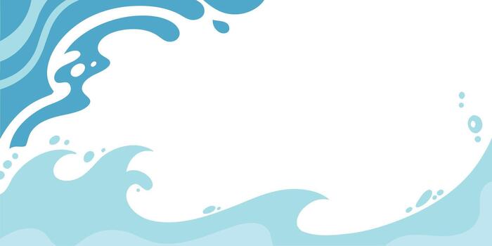 Abstract blue water waves and splashes forming a blank copy space for text vector
