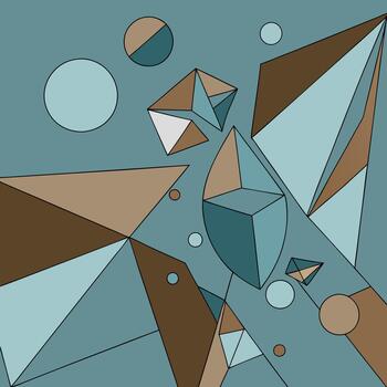 resumen geométrico composición con 3d formas y círculos en apagado tierra tonos vector