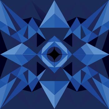 Abstract geometric blue starburst pattern with diamond center vector