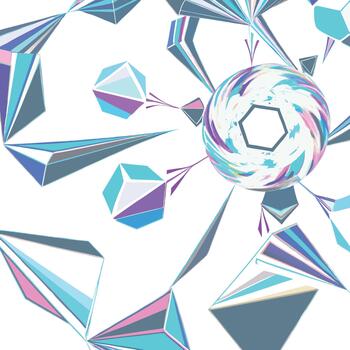 Abstract geometric kaleidoscope pattern with vibrant iridescent colors and crystal like shapes vector