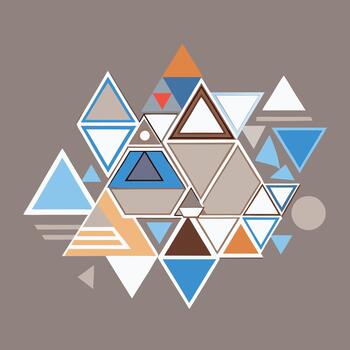 Abstract geometric pattern of overlapping triangles and hexagons in muted colors vector