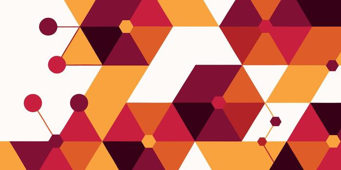 Geometric pattern of interconnected hexagons and circles in warm autumn colors vector