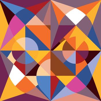Vibrant geometric abstract pattern with colorful shapes and lines vector