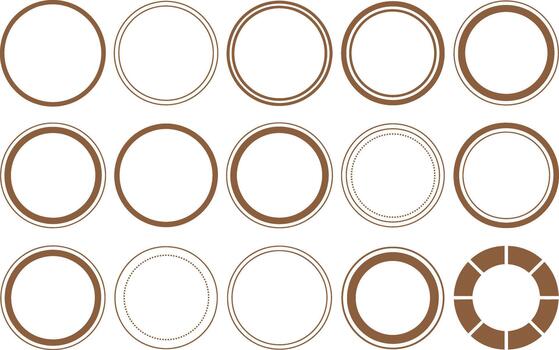 marrón circulo marcos colocar, diverso línea estilos, vacío redondo fronteras, mínimo diseño vector