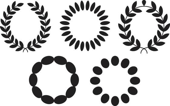 collection of laurel wreaths and diverse circular abstract design elements for success vector