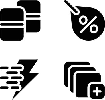 Set of essential user interface icons document, discount, fast, and add for modern apps isolated on white background vector