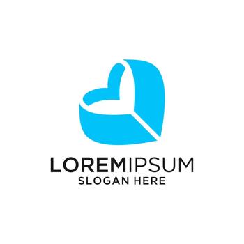 Abstract Heart-Shaped Symbol in Cyan on White Background with Text Below Suggesting Branding Concept vector